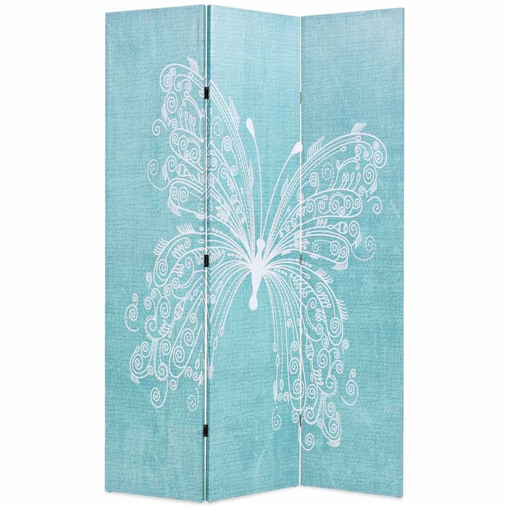 Cloison de séparation pliable 120 x 170 cm papillon bleu
