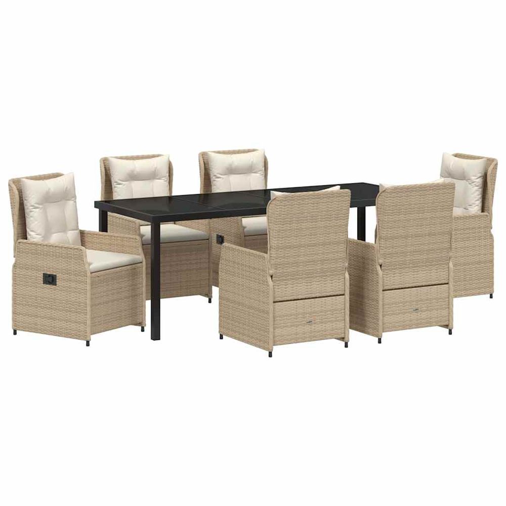 Ensemble de salle à manger pour jardin 7 pc beige et gris clair
