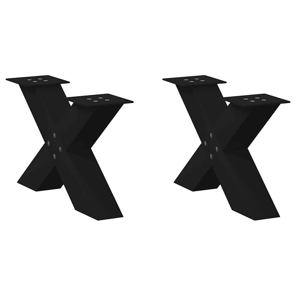 Pieds de table basse en forme de x, 2 pièces, noir, 50 x (30-31) cm, acier
