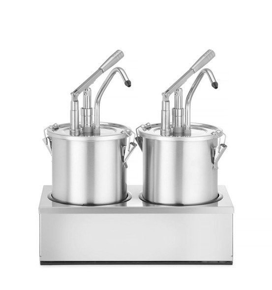 Set 2 distributeurs de sauce en inox avec pompe 9l 400x200x(h)440mm - hendi
