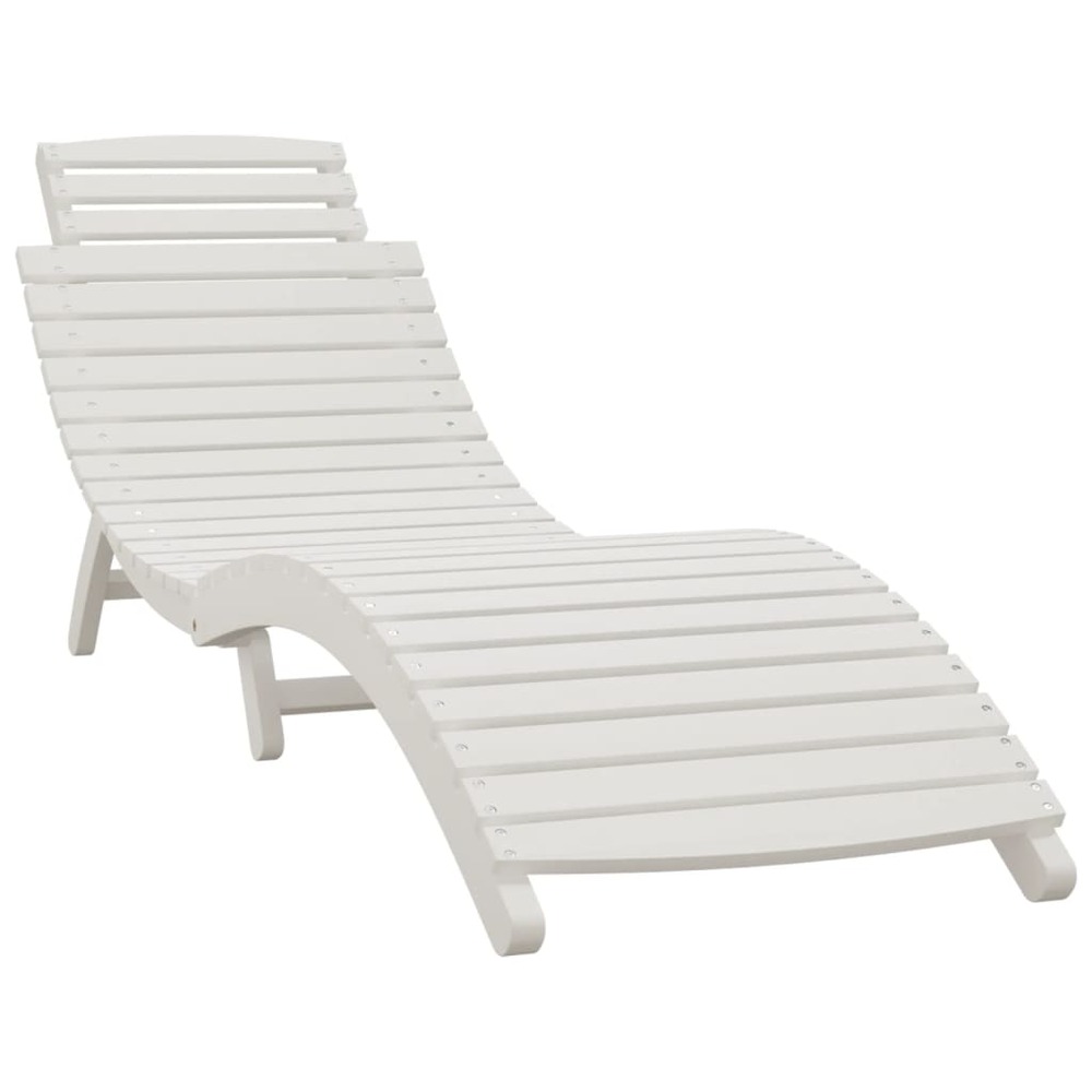 Transat chaise longue bain de soleil lit de jardin terrasse meuble d'extérieur 184 x 55 x 64 cm bois massif d'acacia blanc 0