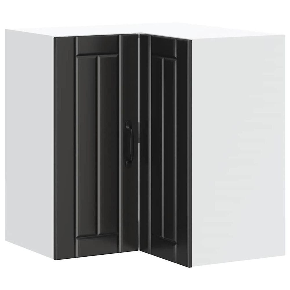 Armoire d'angle murale de cuisine lucca noir bois d'ingénierie