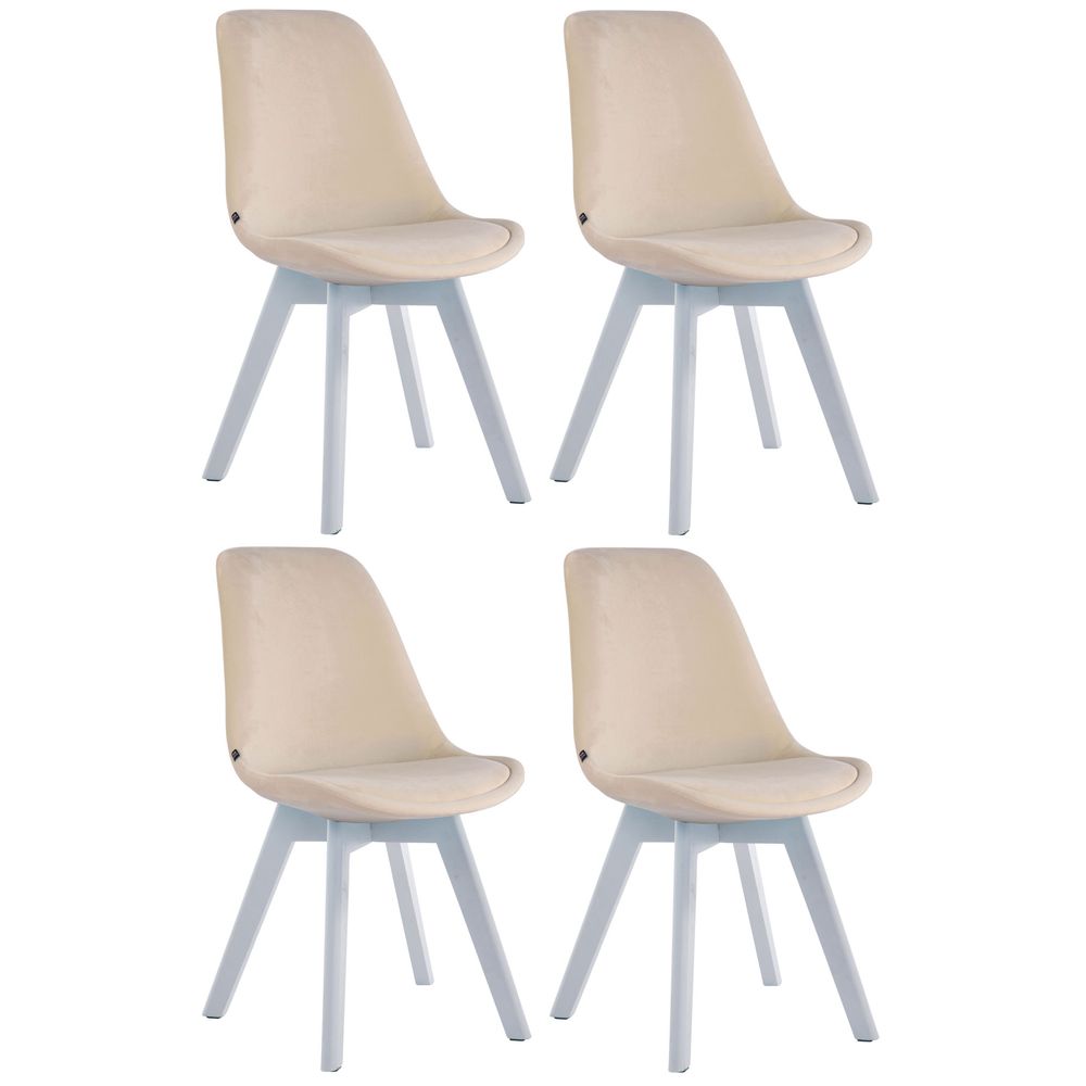 Lot de 4 chaises visiteurs borneo v2 velours blanc