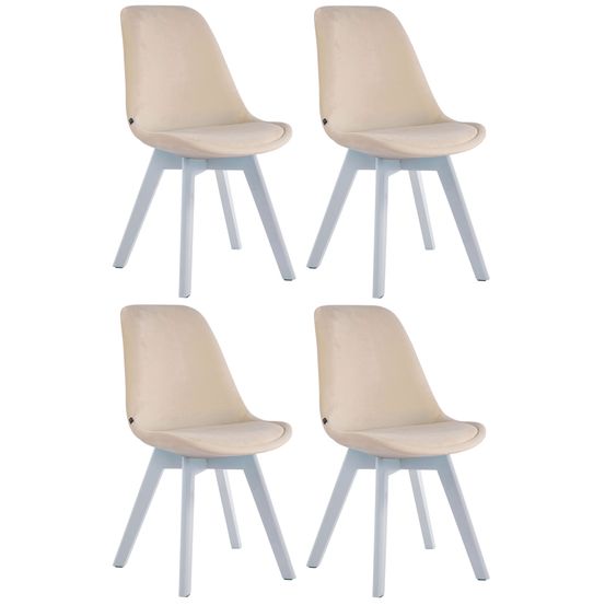 Lot de 4 chaises visiteurs borneo v2 velours blanc