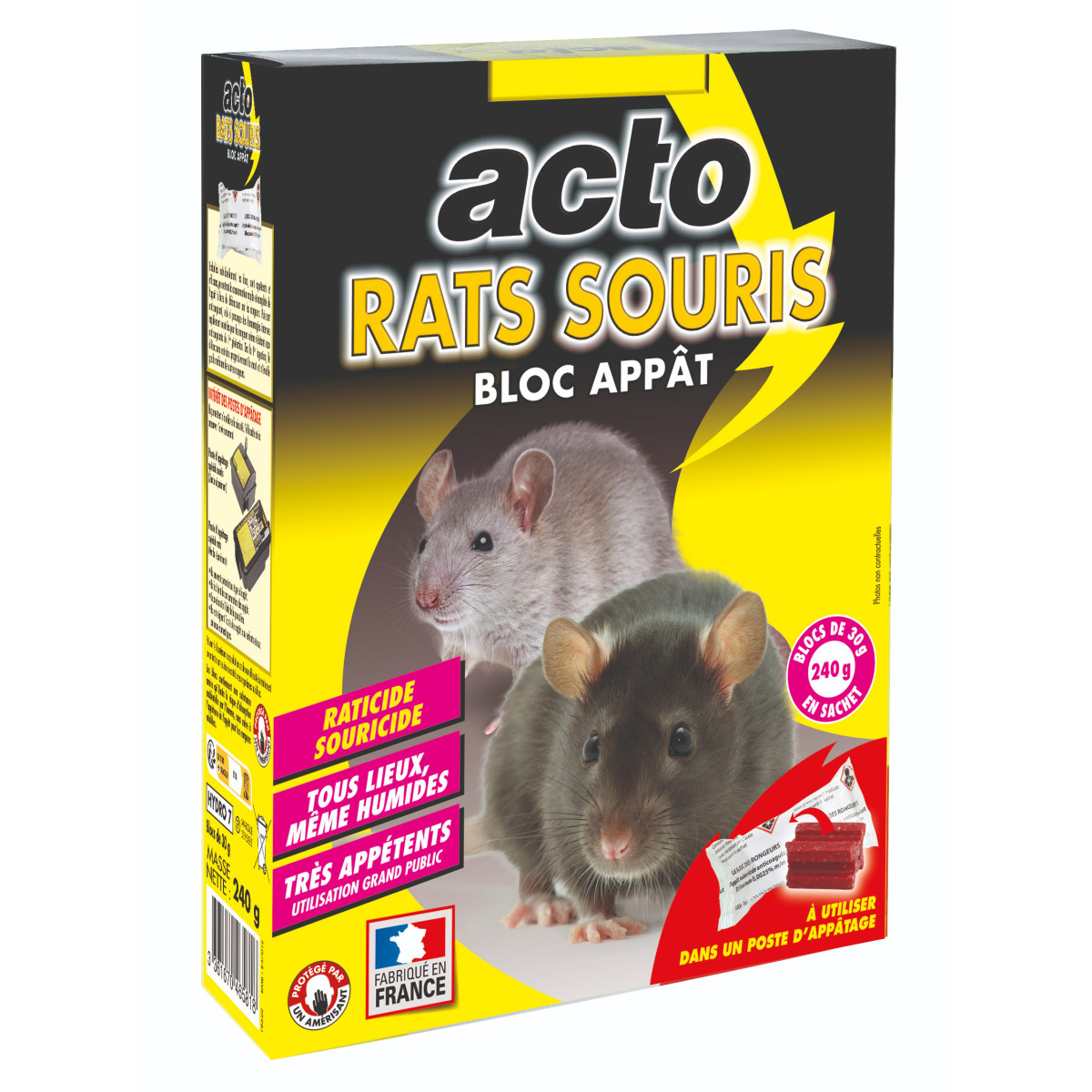 Acto rats - souris blocs appâts - 8 x 30 grs - le meilleur choix pour une dérati