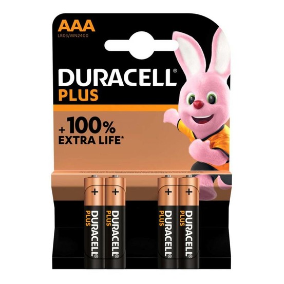Pack de 4 piles duracell plus type aaa lr03 1,5v pas cher