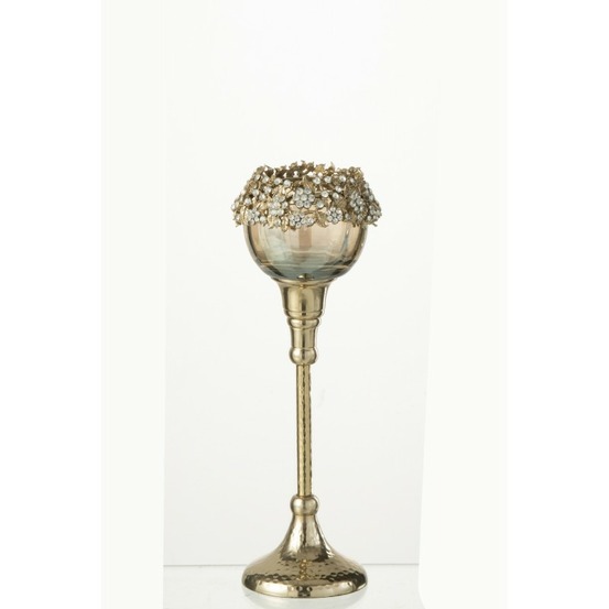 Photophore en métal doré 8x5.7x25 cm