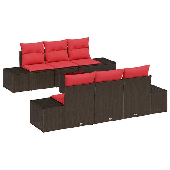 Ensemble de canapé de jardin 7 pc marron polyrotin