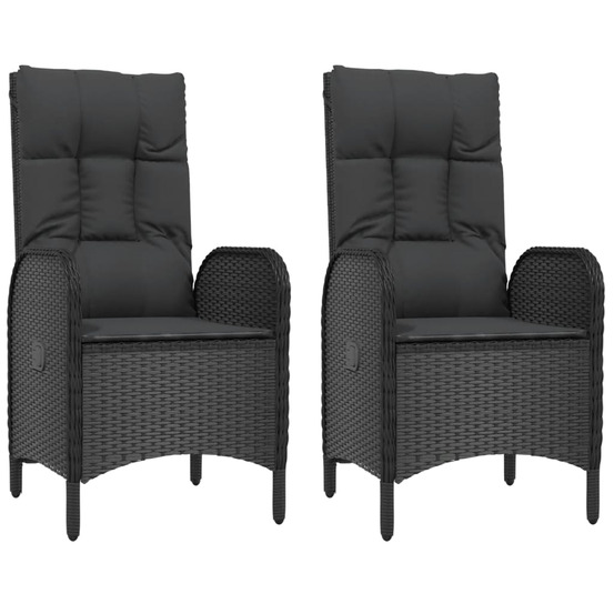 Chaises d'extérieur lot de 2 résine tressée noir