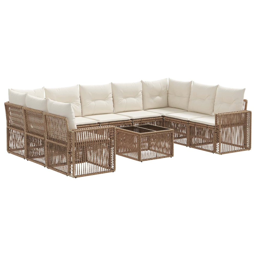 Ensemble de canapé de jardin 10 pcs beige et blanc crème