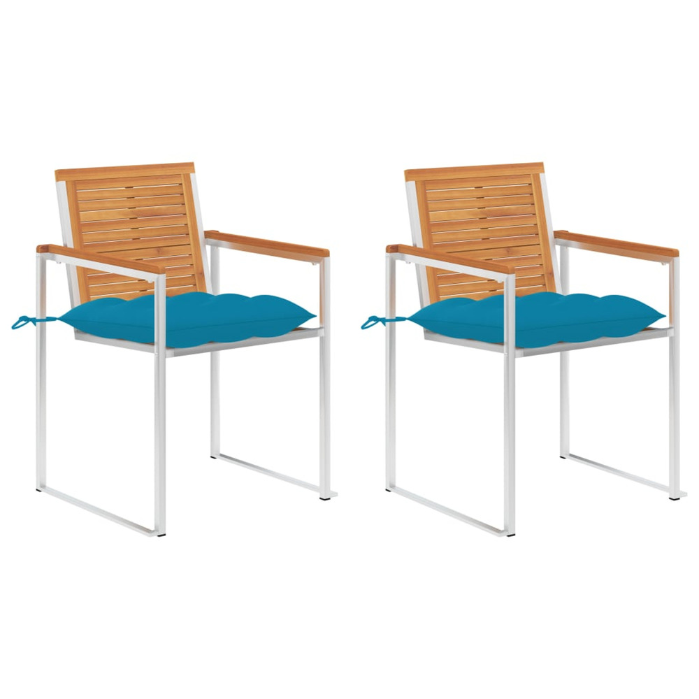 Chaises de jardin avec coussins lot de 2 acacia solide et acier