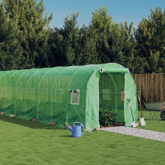 Serre avec cadre en acier vert 44 m² 22x2x2 m