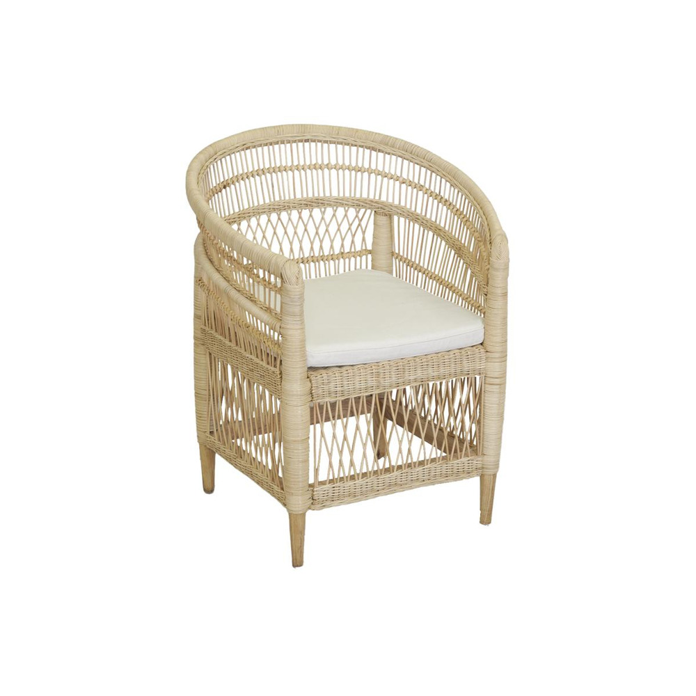 Fauteuil malawi en rotin naturel + coussin