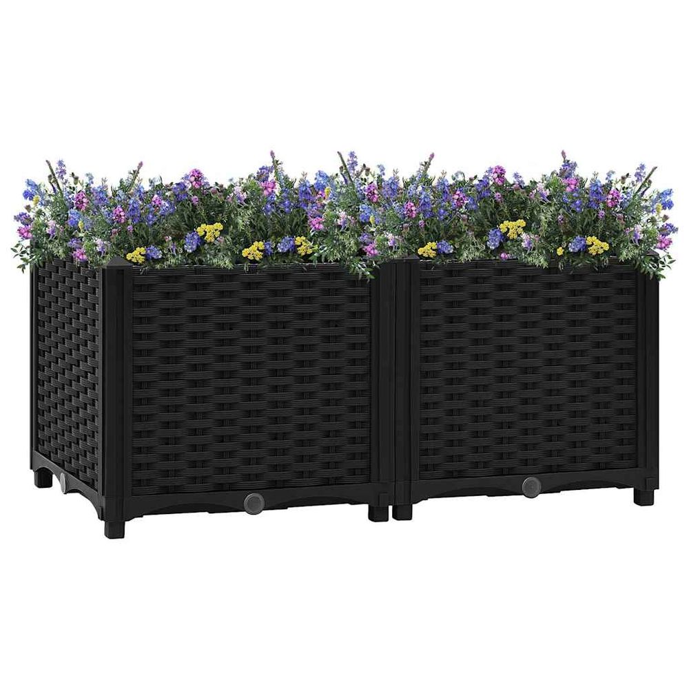 Carré potager surélevé 80x40 cm polypropylène pour terrasse et jardin noir