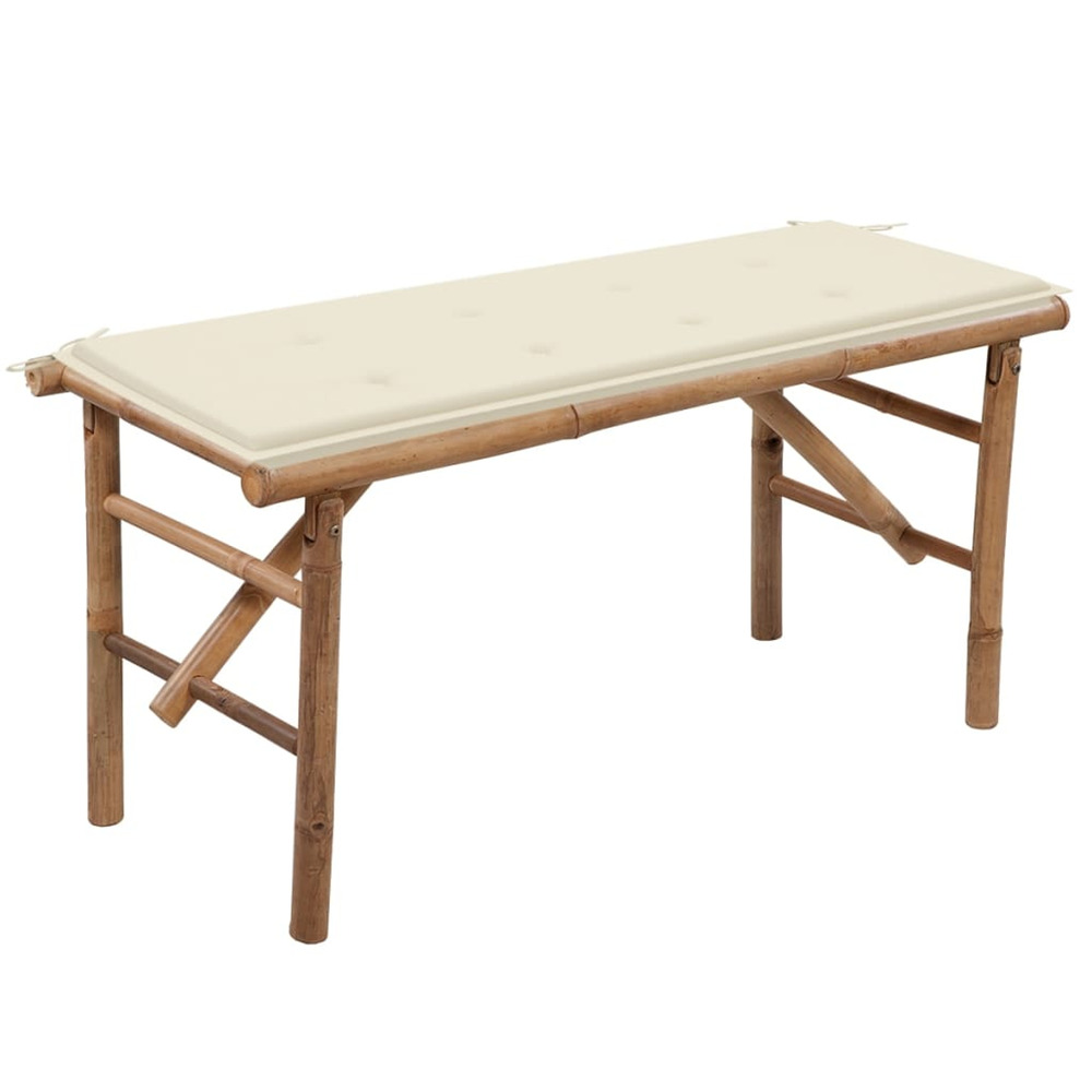 Banc de jardin pliable avec coussin 118 cm bambou