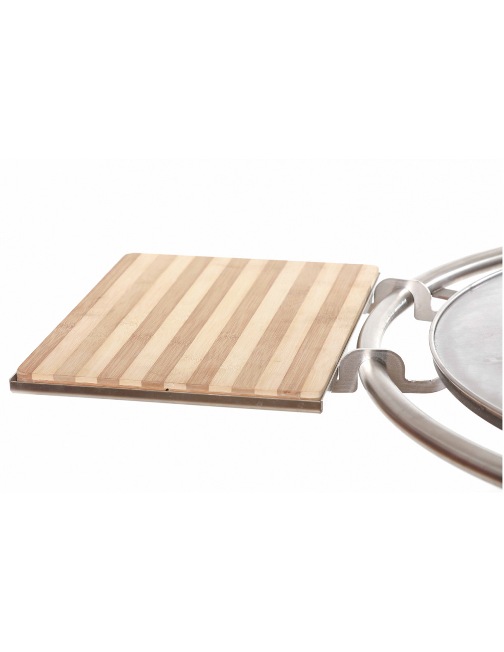Support brasero le churrasco inox avec planche à découper bambou - plancha tonio