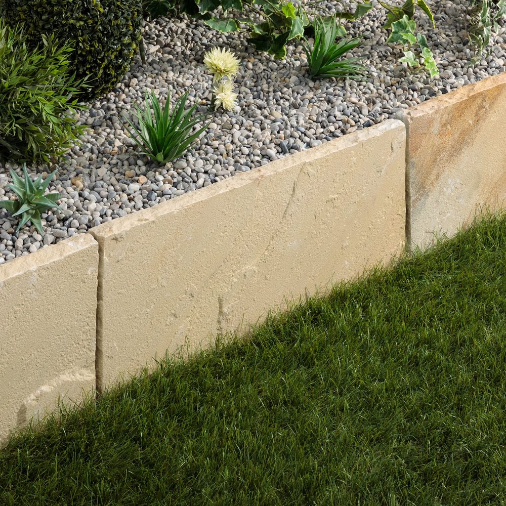 Bordure de jardin grès kandla beige 60x30x3-5 cm (à l'unité) - ro'ma nature