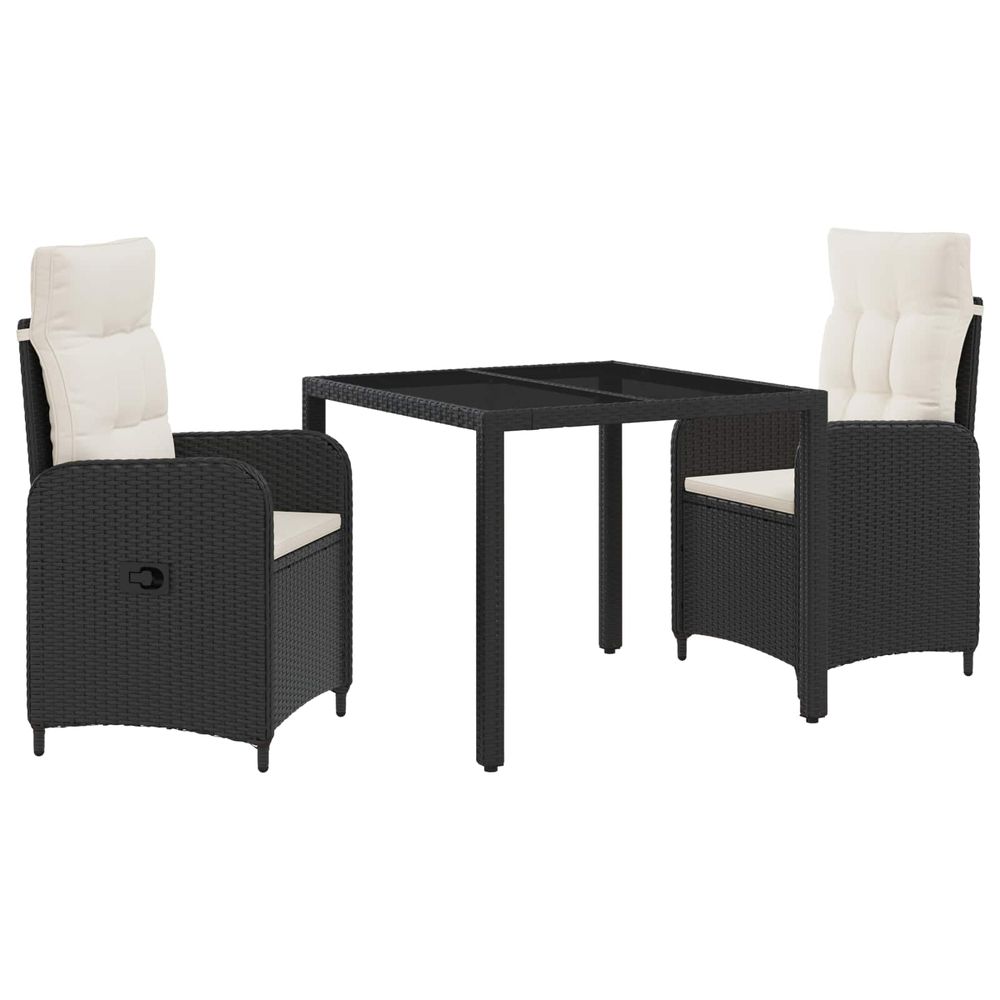 Ensemble de repas extérieur 3 pc noir et blanc crème polyrotin