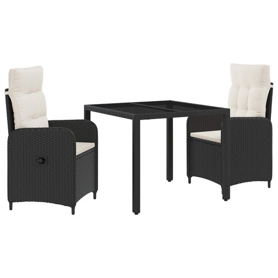 Ensemble de repas extérieur 3 pc noir et blanc crème polyrotin