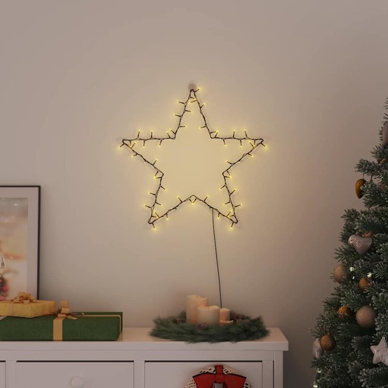 Lumières de noël silhouette d'étoile 80 led blanc chaud