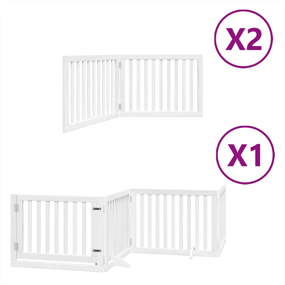 Barrière pour chien porte pliable 8panneaux blanc bois peuplier