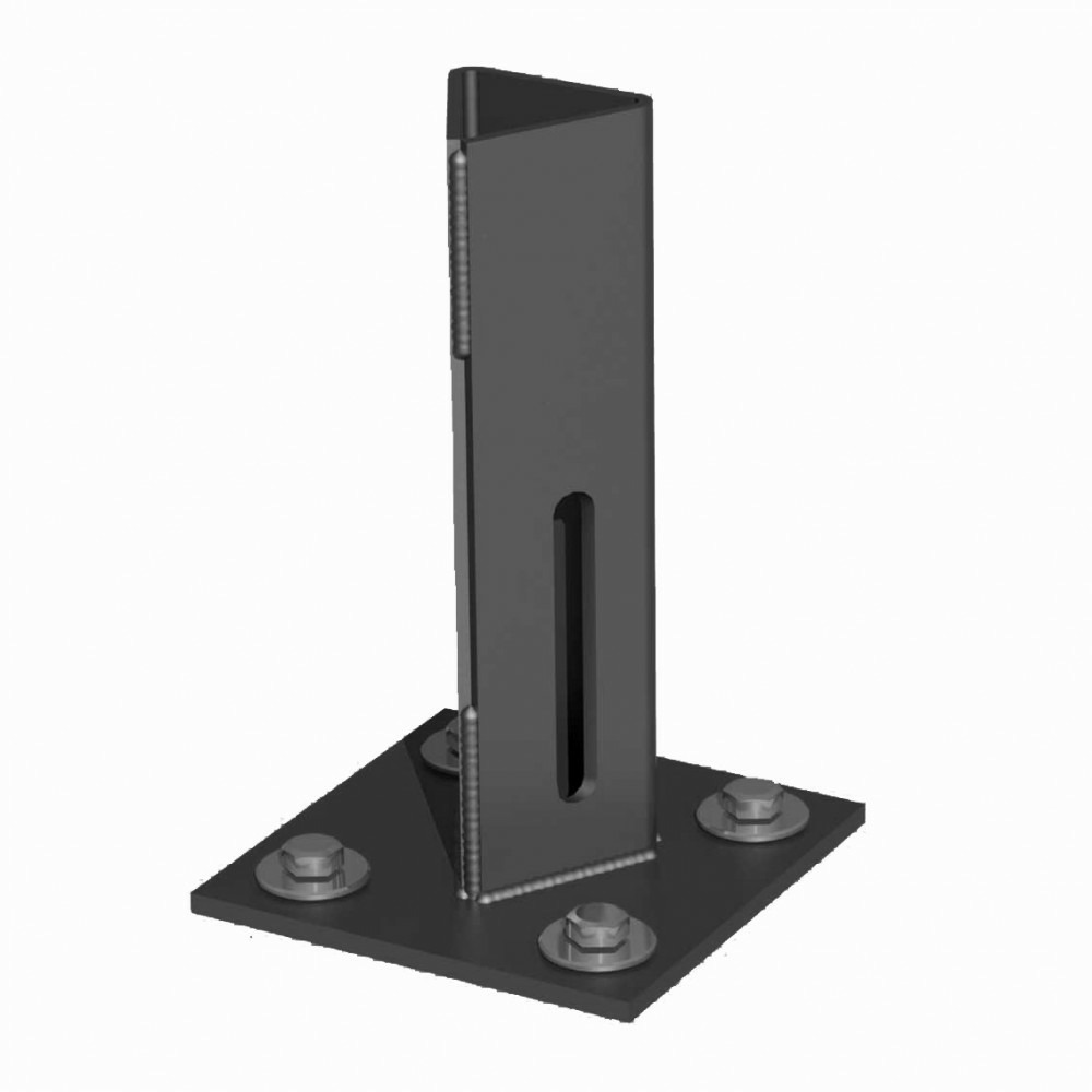 Platine piquet acier galvanisé plastifié à visser gris, h.15.5 cm