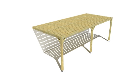 Pergola bois • 7m x 3m • adossée • sens profondeur • platelage bois • livraison comprise