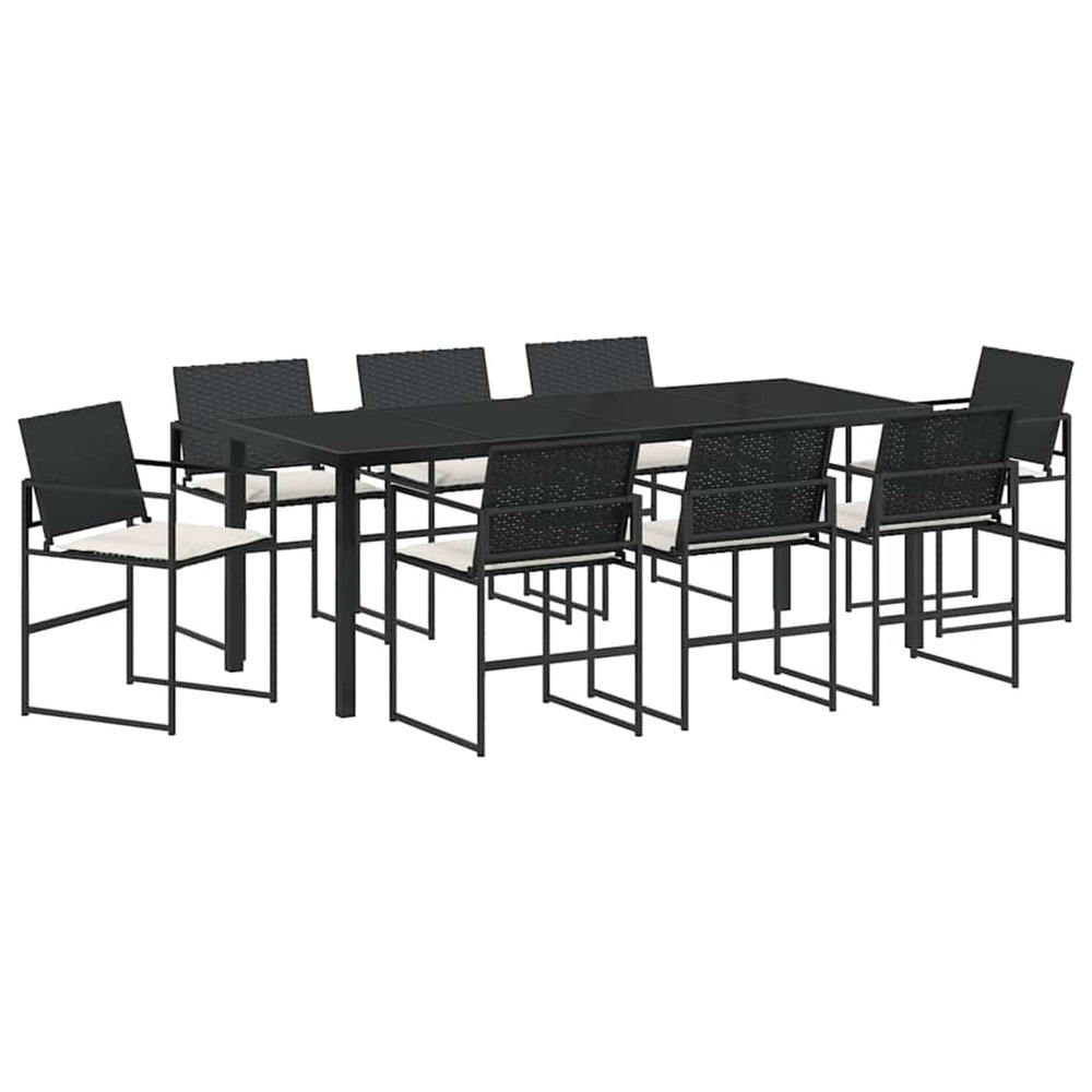 Ensemble de salle à manger pour jardin 9 pcs noir