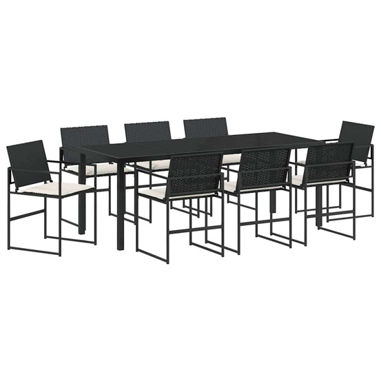 Ensemble de salle à manger pour jardin 9 pcs noir