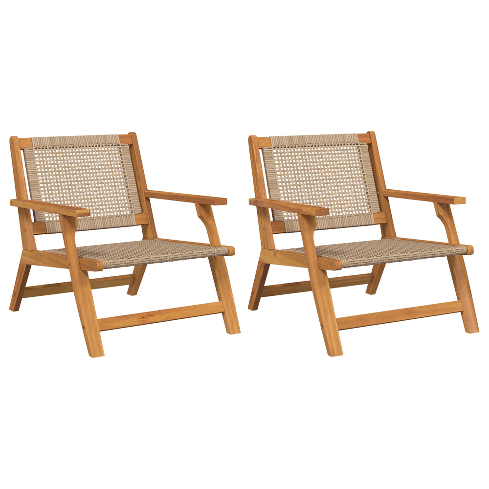 Chaises de jardin 2 pcs beige 76x67x73.5 cm bois d'acacia massif