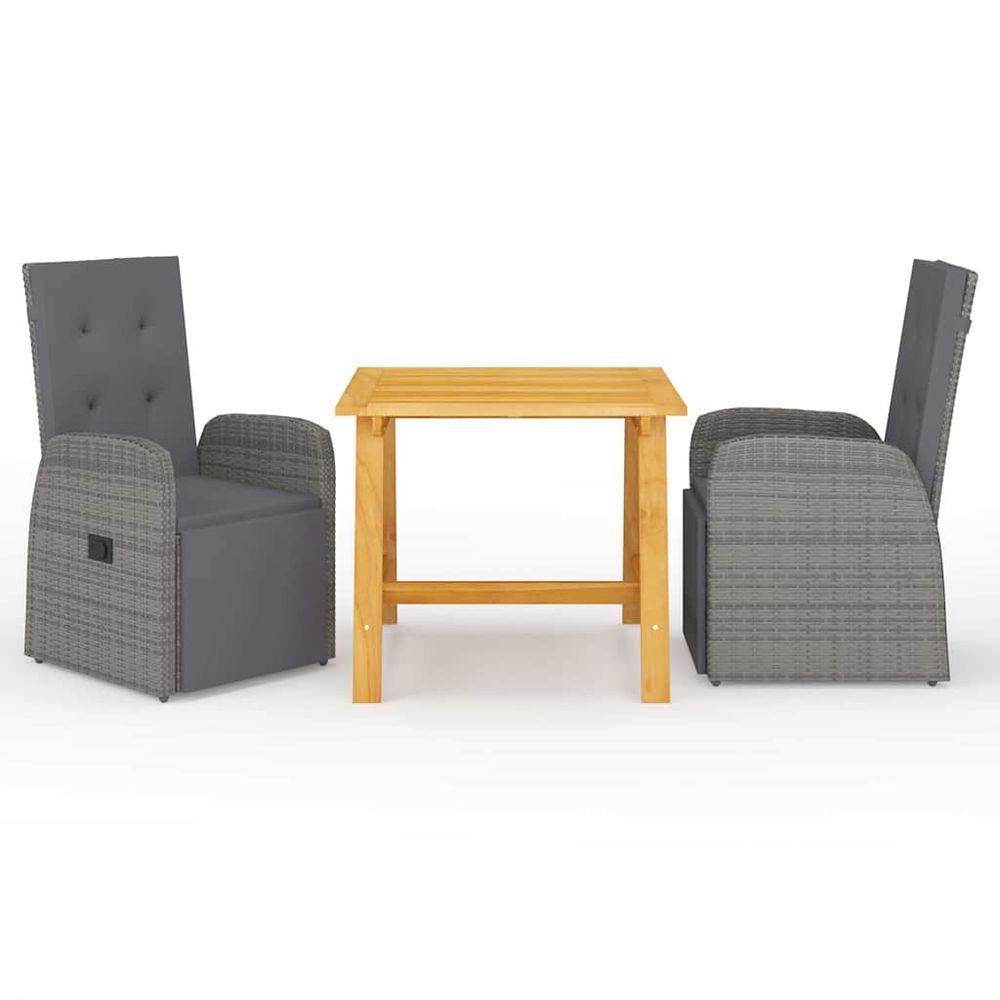 Ensemble à manger de jardin 3 pcs gris