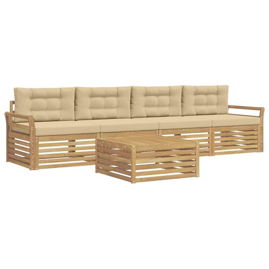 Ensemble de canapés d'extérieur 5 pc blanc et beige