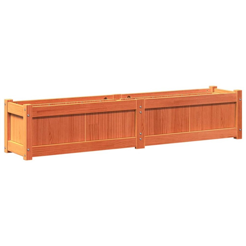 Jardinière cire marron 150x31x31 cm bois de pin massif