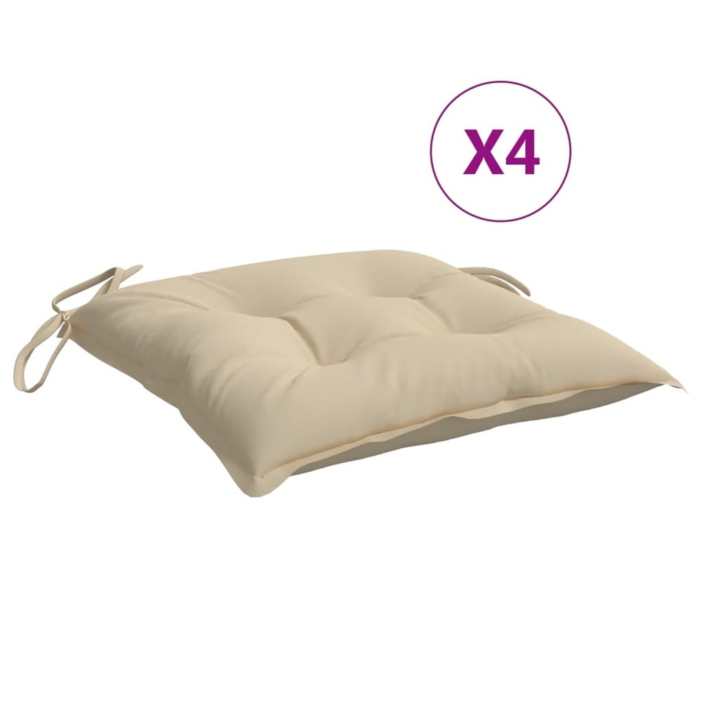Coussins de chaise lot de 4 beige 50x50x7 cm tissu oxford