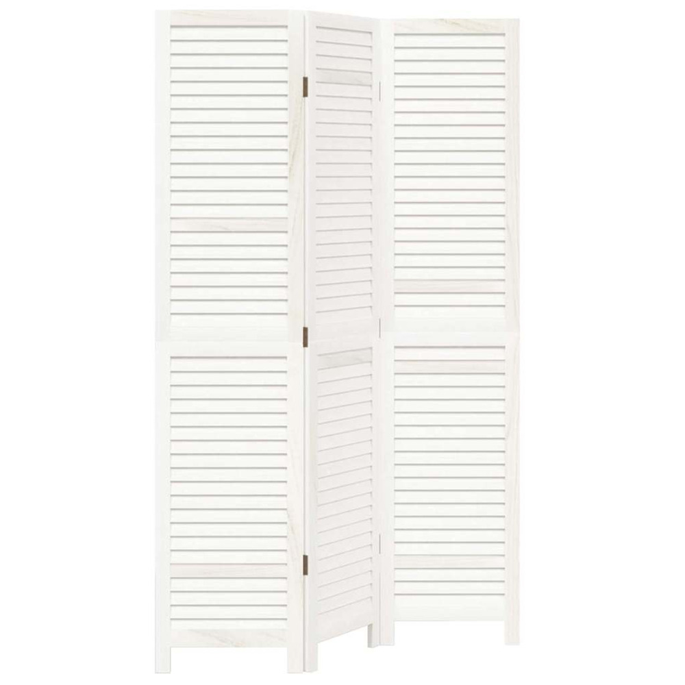 Cloison de séparation 3 panneaux blanc bois de paulownia massif