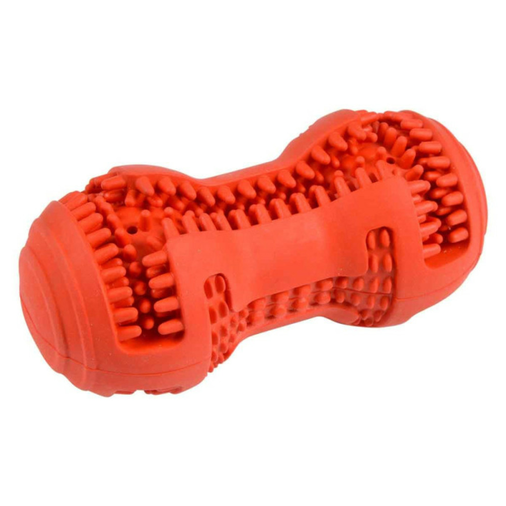 Jouet pour chien distributeur os 10cm rouge