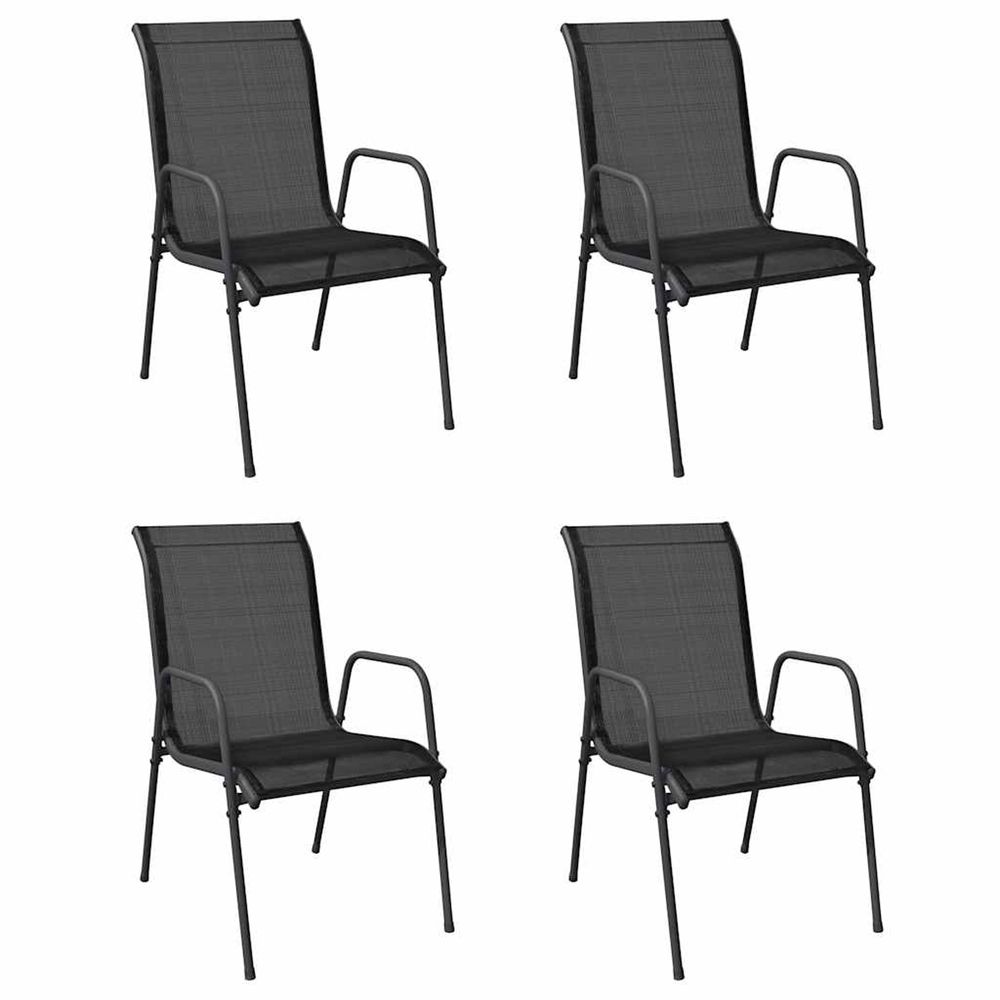Chaises de jardin 4 pcs acier et textilène noir