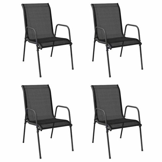 Chaises de jardin 4 pcs acier et textilène noir