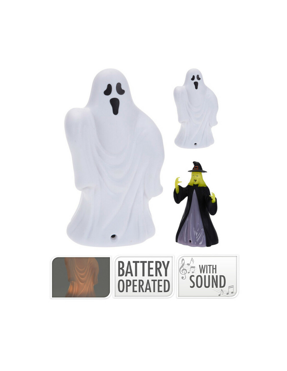 Lanterne halloween 14 cm avec modèles assortis led et son.