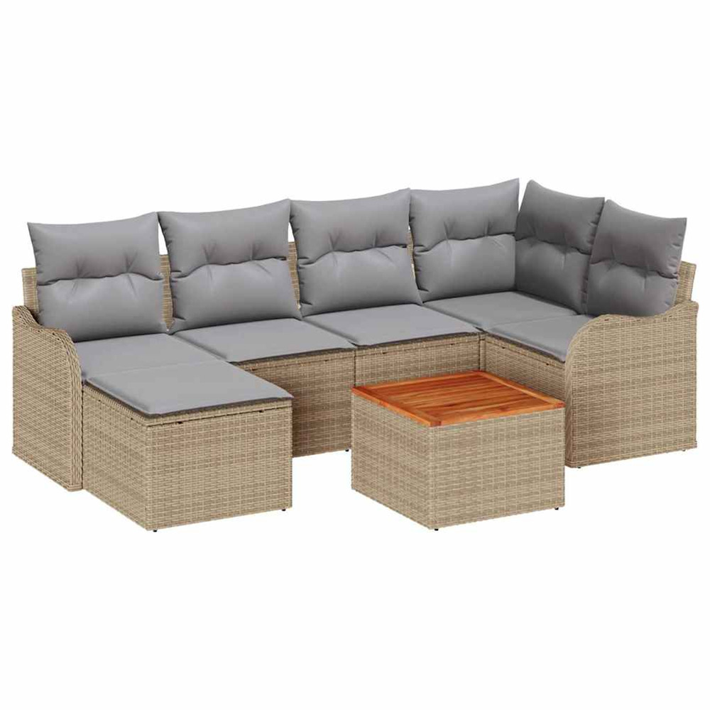 Ensemble de canapé de jardin 7 pcs beige et gris clair