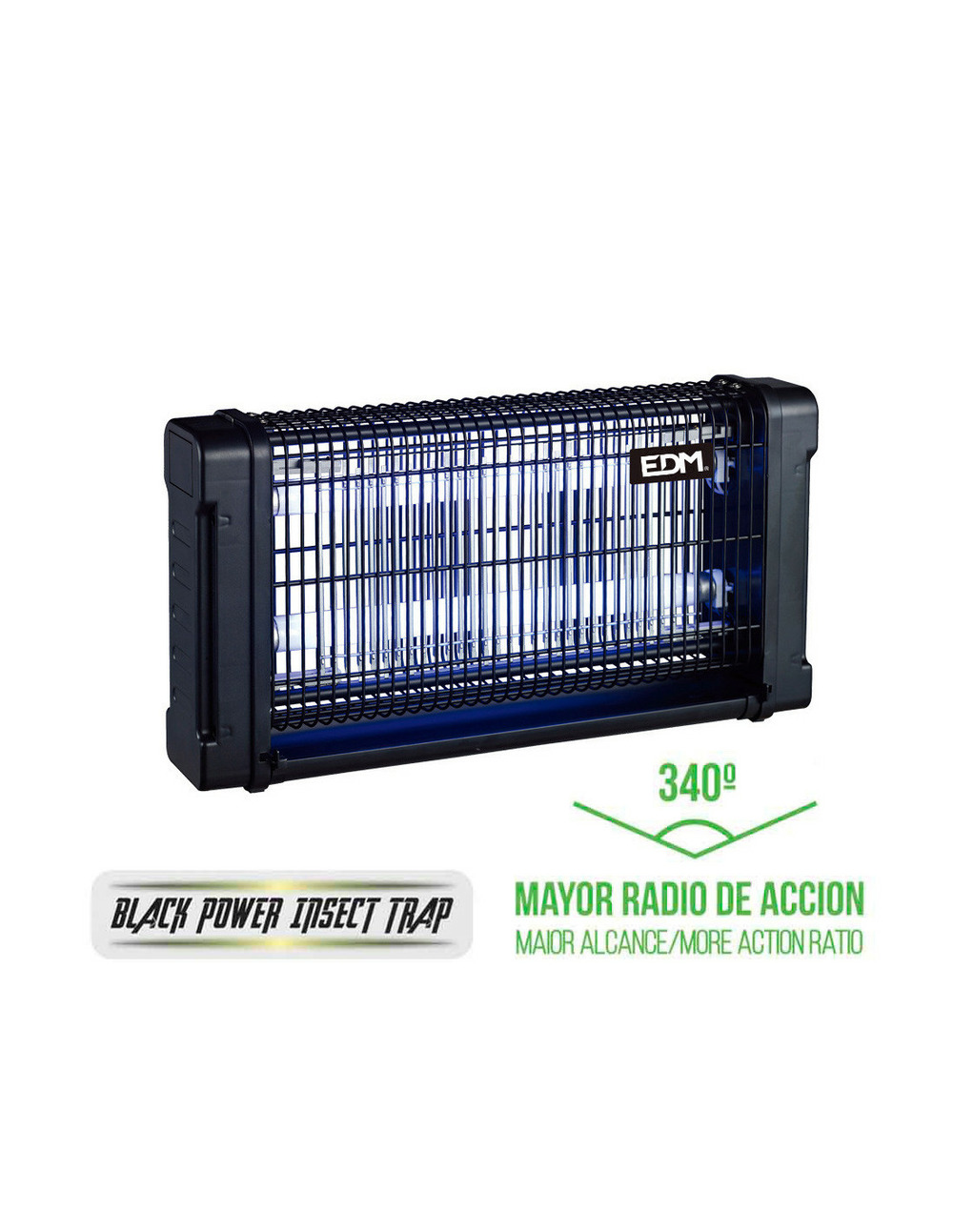 Destructeur d'insectes électronique professionnel lampes uv 2x6 watts 340° 31,6x10x26,5cm - edm
