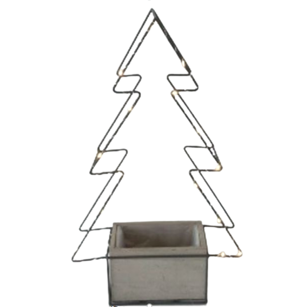 Jardinière sapin de noël décoration bois métal marron 30.5x18x50cm