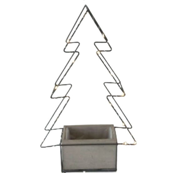 Jardinière sapin de noël décoration bois métal marron 30.5x18x50cm