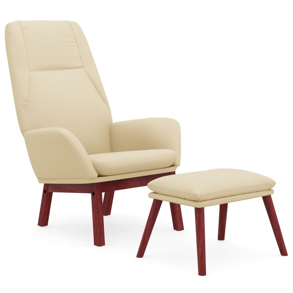 Chaise de relaxation avec repose-pied crème tissu