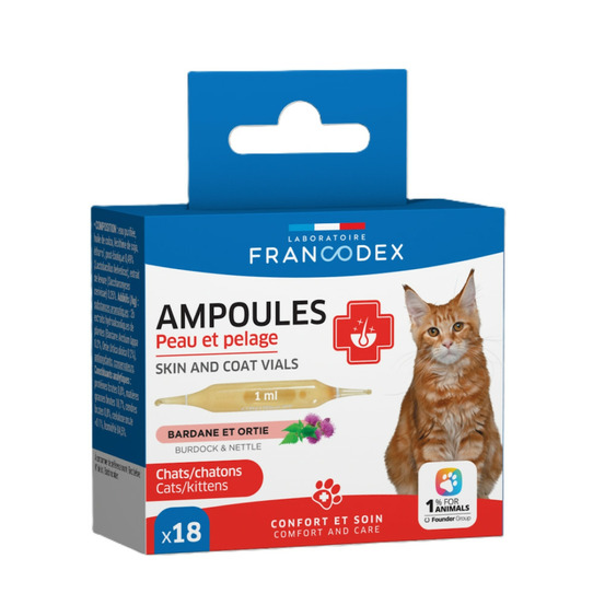 Ampoules peau et pelage 18 x 1 ml pour chatons et chats