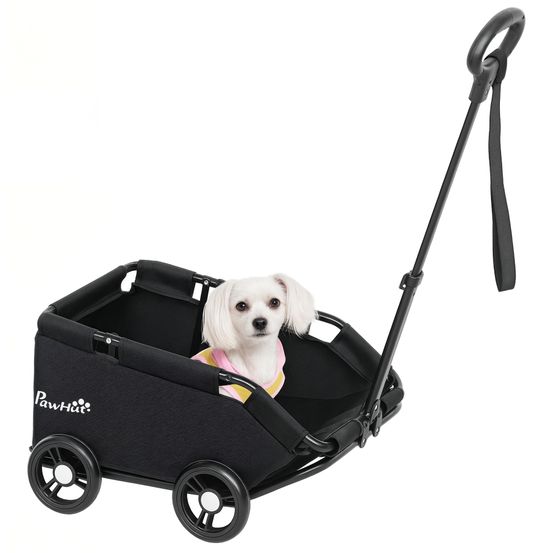 Poussette chat chien acier oxford voyage extérieur poignée réglable 53x45x28cm noir