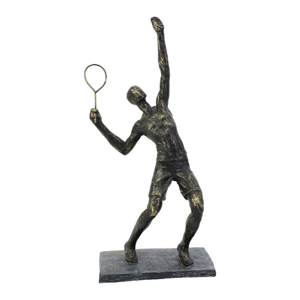 Joueur de tennis résine service socle 18x14x38cm