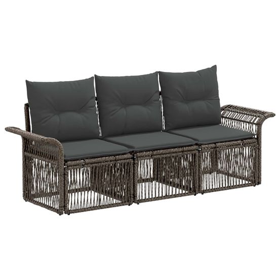 Ensemble de canapé de jardin 3 pc gris polyrotin