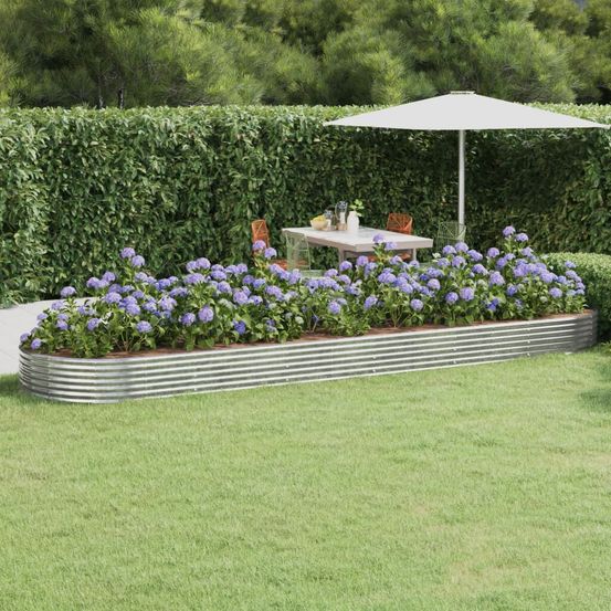 Très grand carré potager acier galvanisé jardin argenté 523x140x36 cm