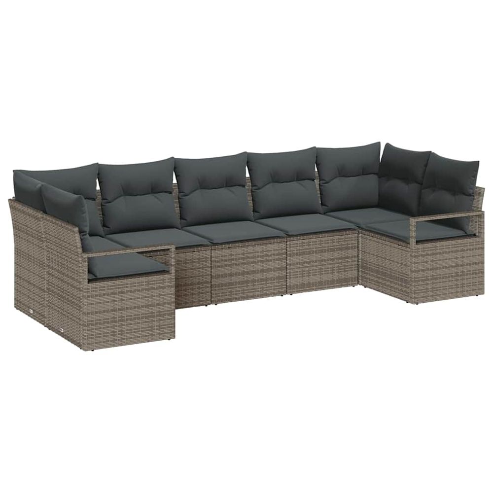 Ensemble de canapé de jardin 7 pc gris polyrotin